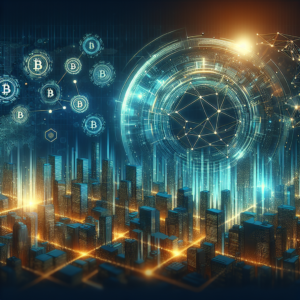 Craft a modern and professional crypto/blockchain themed illustration suitable for a blog post on Web3 networking. The image would be in wide 16:9 landscape format, radiating a mix of corporate and innovative vibes. The color palette would be dominated by dark blue, teal, and gold hues. The composition should incorporate subtle elements of blockchain network patterns, crypto charts, and mystical digital finance visuals to encapsulate the spirit of the fintech revolution. Ensure the image reflects a high-quality digital art style or photorealistic appeal, ensuring there are no text overlays and no logos, brand names, or copyrighted symbols.
